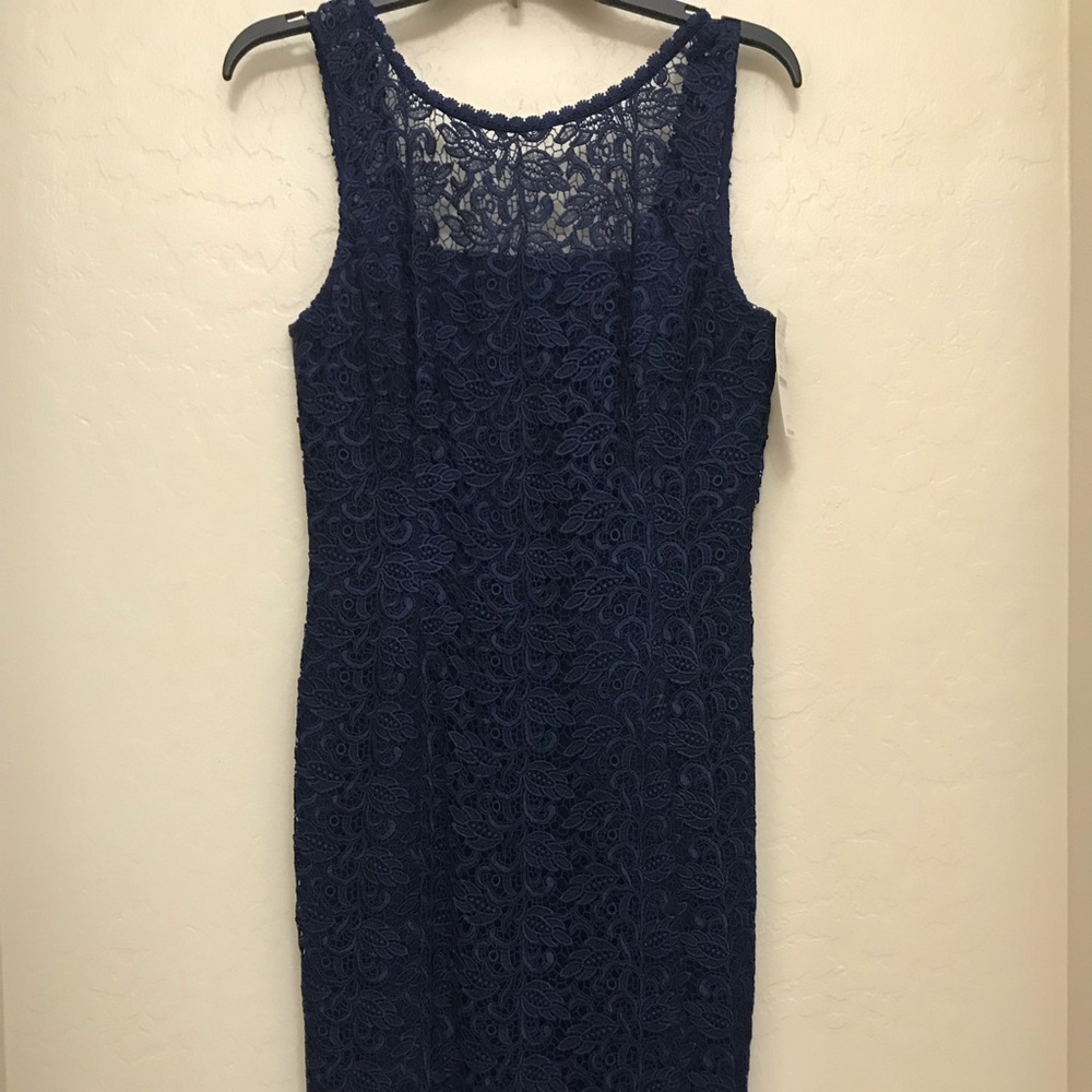 WHBM SL Blue Lace Sheath, Sz 6, NWT